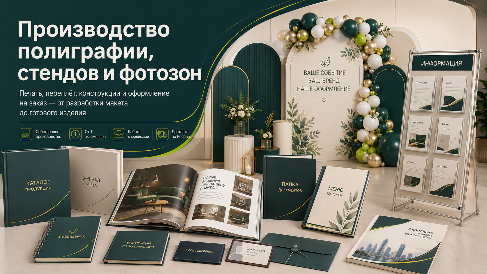 Производство полиграфии, стендов и фотозон